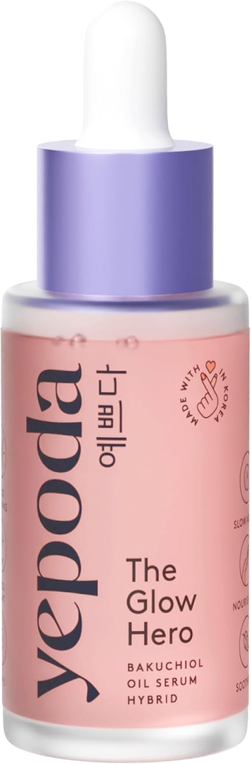 Yepoda the Glow Hero, Híbrido Sérum-Aceite Con Bakuchiol, Nutritivo & Antiedad, Sérum Vegano Coreano Para Una Piel Luminosa Para Todo Tipo De Pieles, 30 Ml