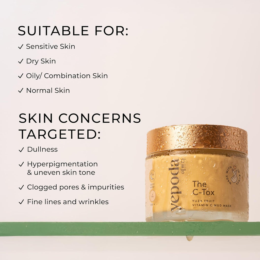 Yepoda - the C-TOX - Mascarilla Facial Vitamina C Con Fruta Yuza Y Caolín, Cosmética Coreana (80 Gramos)