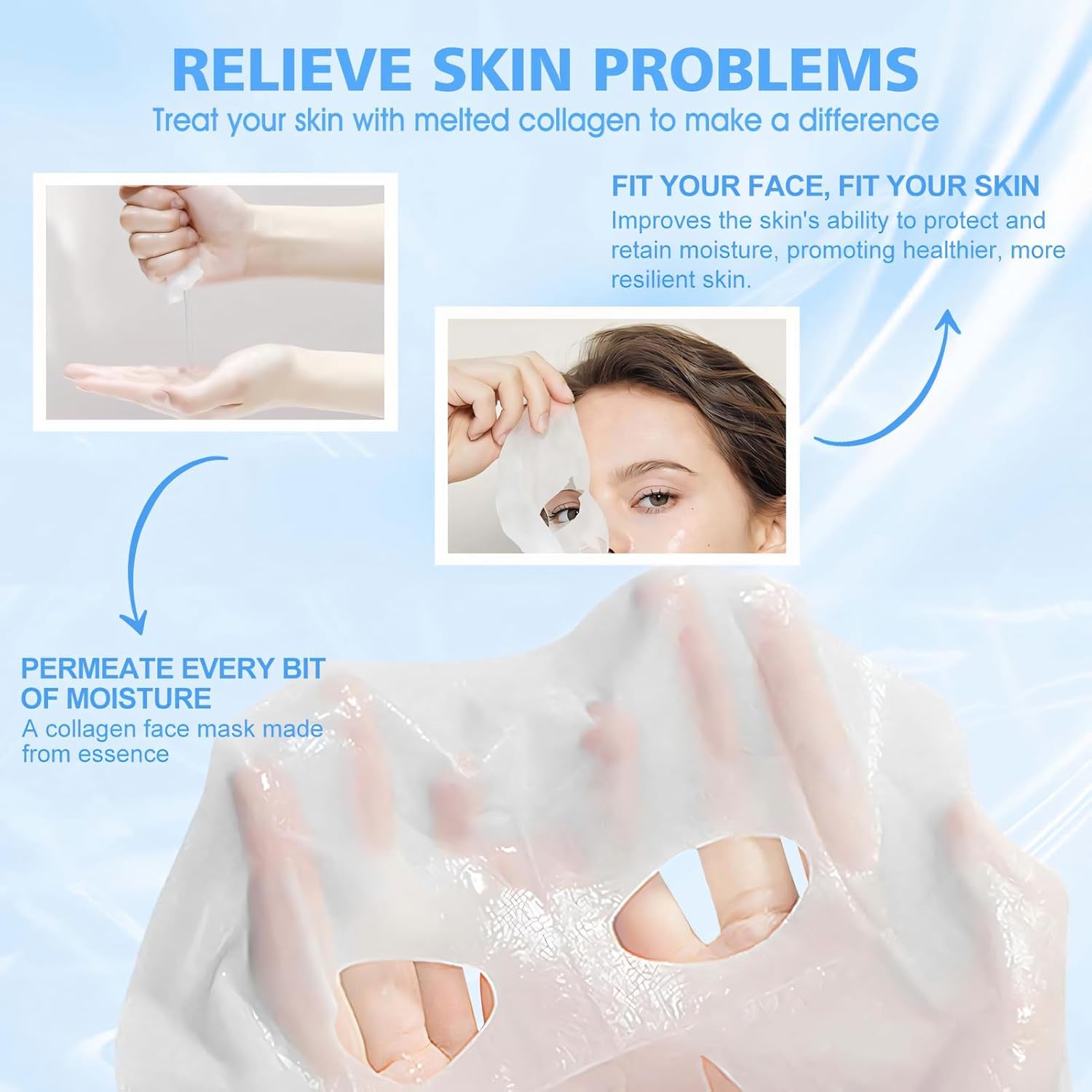 Mascarilla Noche, Collagen Mask, Korean Collagen Firming Mask, Mascarilla De Colageno, Iluminar El Color De La Piel, Reducir Las Líneas Finas