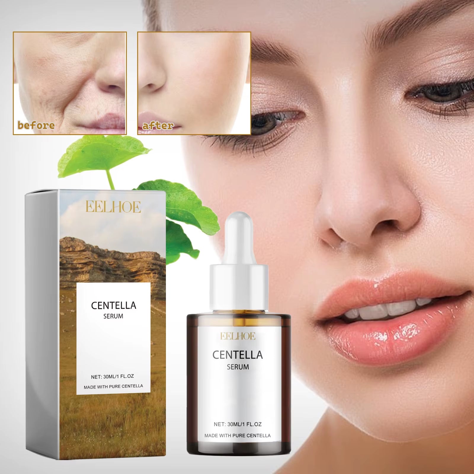 Centella Asiatica Facial Serum Moisturize Nourish Improvement Dry Skin Smoothing Rejuvenation Brightening Beauty Health