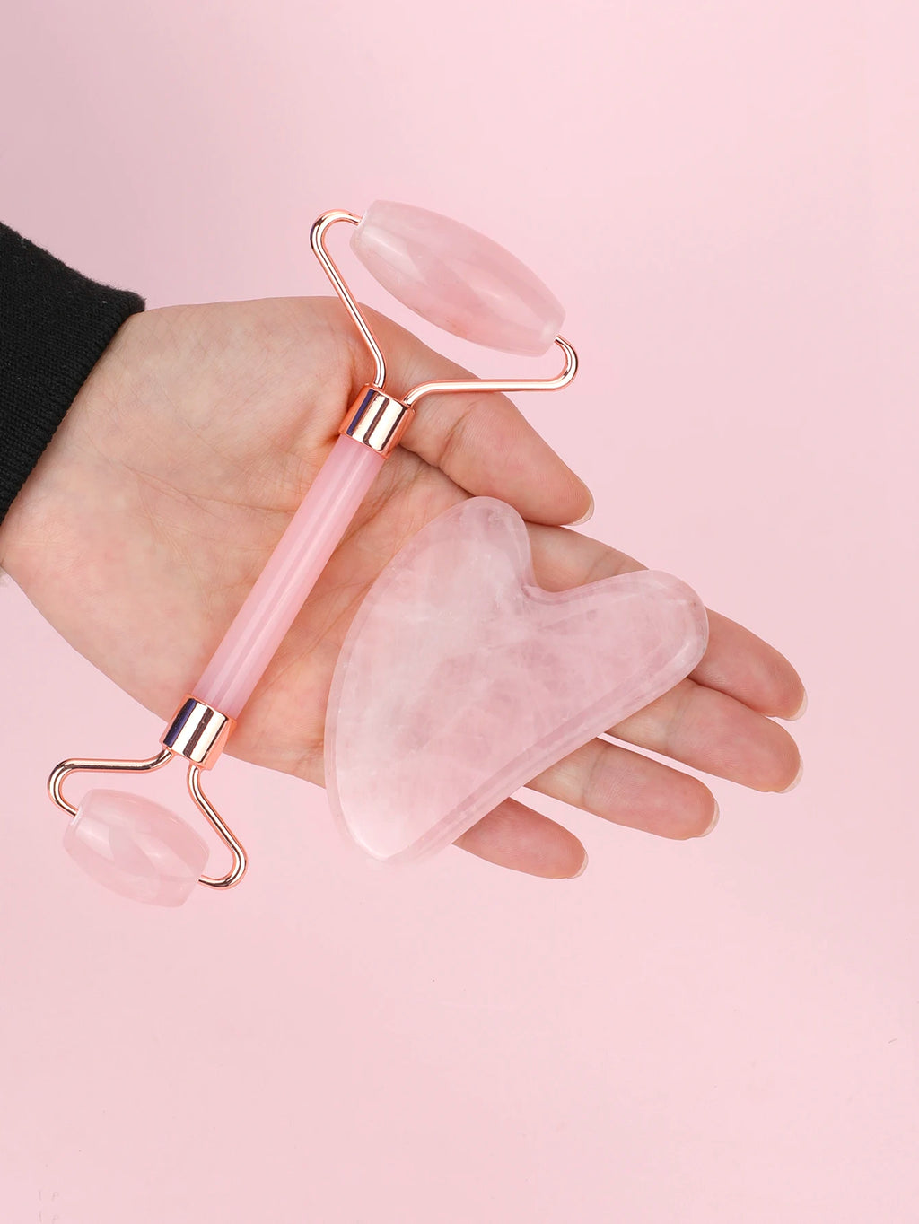 Natural Jade Face Roller Gua Sha Scraper Set Face Neck Body Skin Care Beauty Tool Portable Rose Quartz Facial Massager Tool