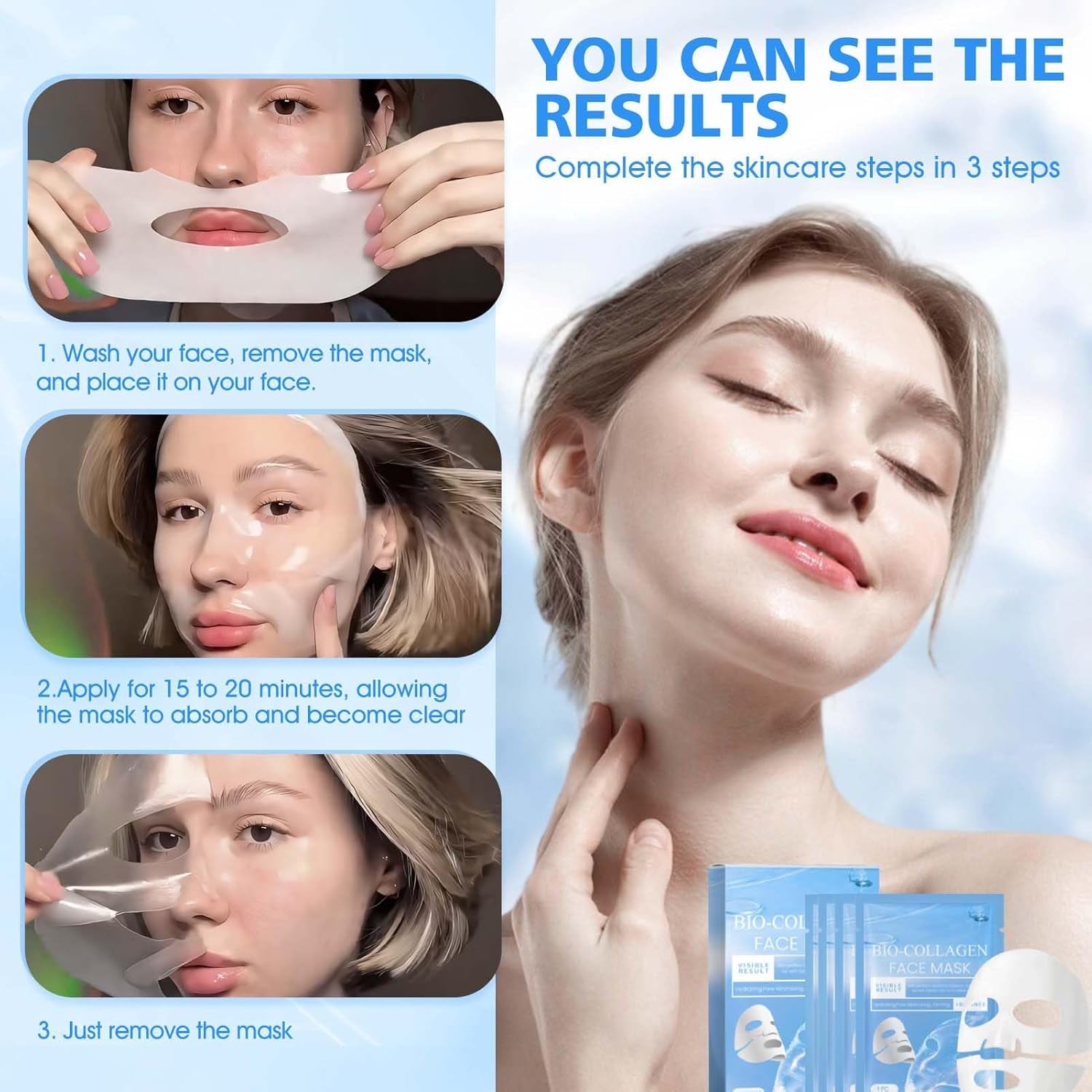 Mascarilla Noche, Collagen Mask, Korean Collagen Firming Mask, Mascarilla De Colageno, Iluminar El Color De La Piel, Reducir Las Líneas Finas