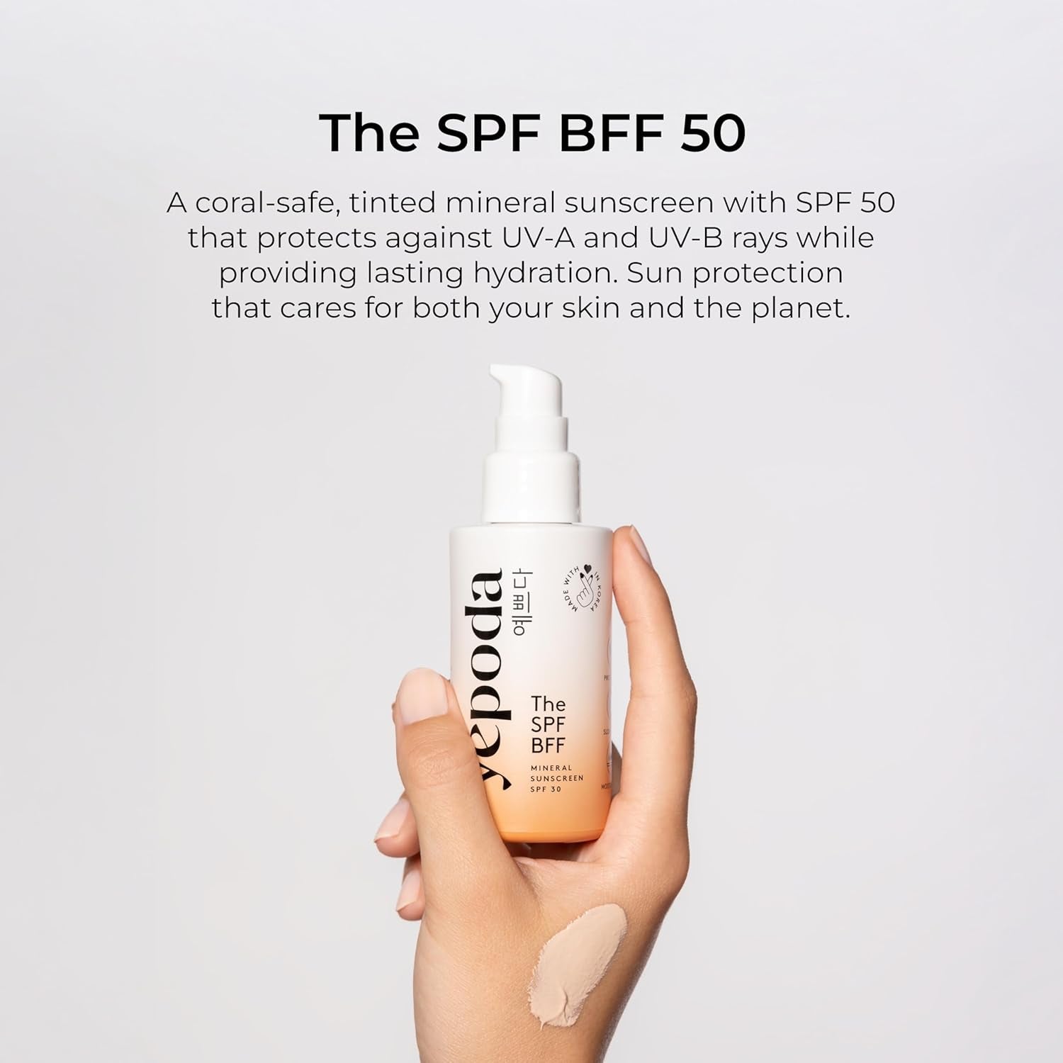 Yepoda the SPF BFF, Protector Solar Mineral Con Color De Amplio Espectro FPS 50 PA+++, Protector Y Nutritivo, Crema Solar Vegana Coreana Para Todo Tipo De Pieles, 50 Ml