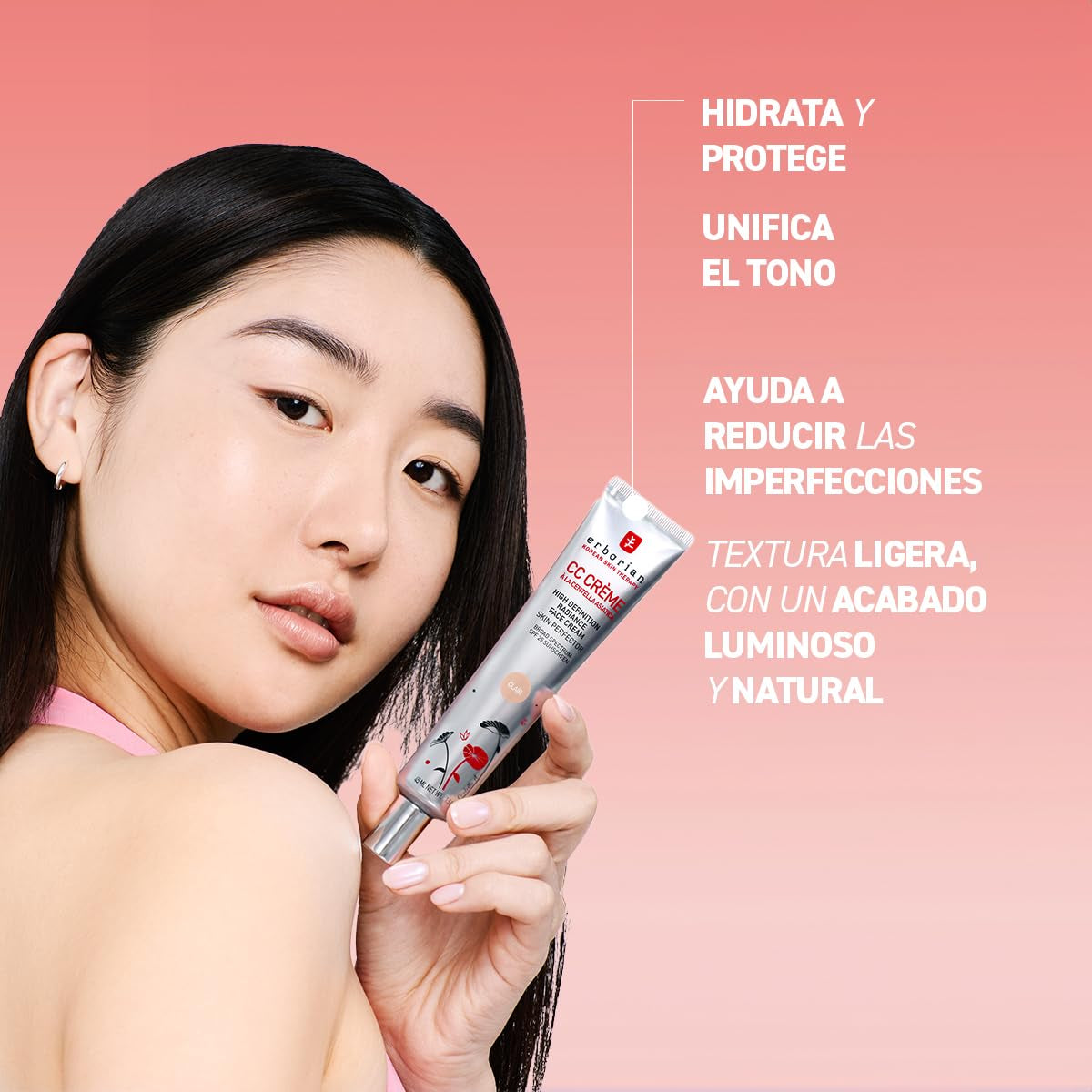 Erborian - Centella Asiatica CC Cream - Tratamiento Iluminador Y Maquillaje Para La Piel De Alta Definición - Tratamiento Facial Cosmético Coreano Con SPF 25