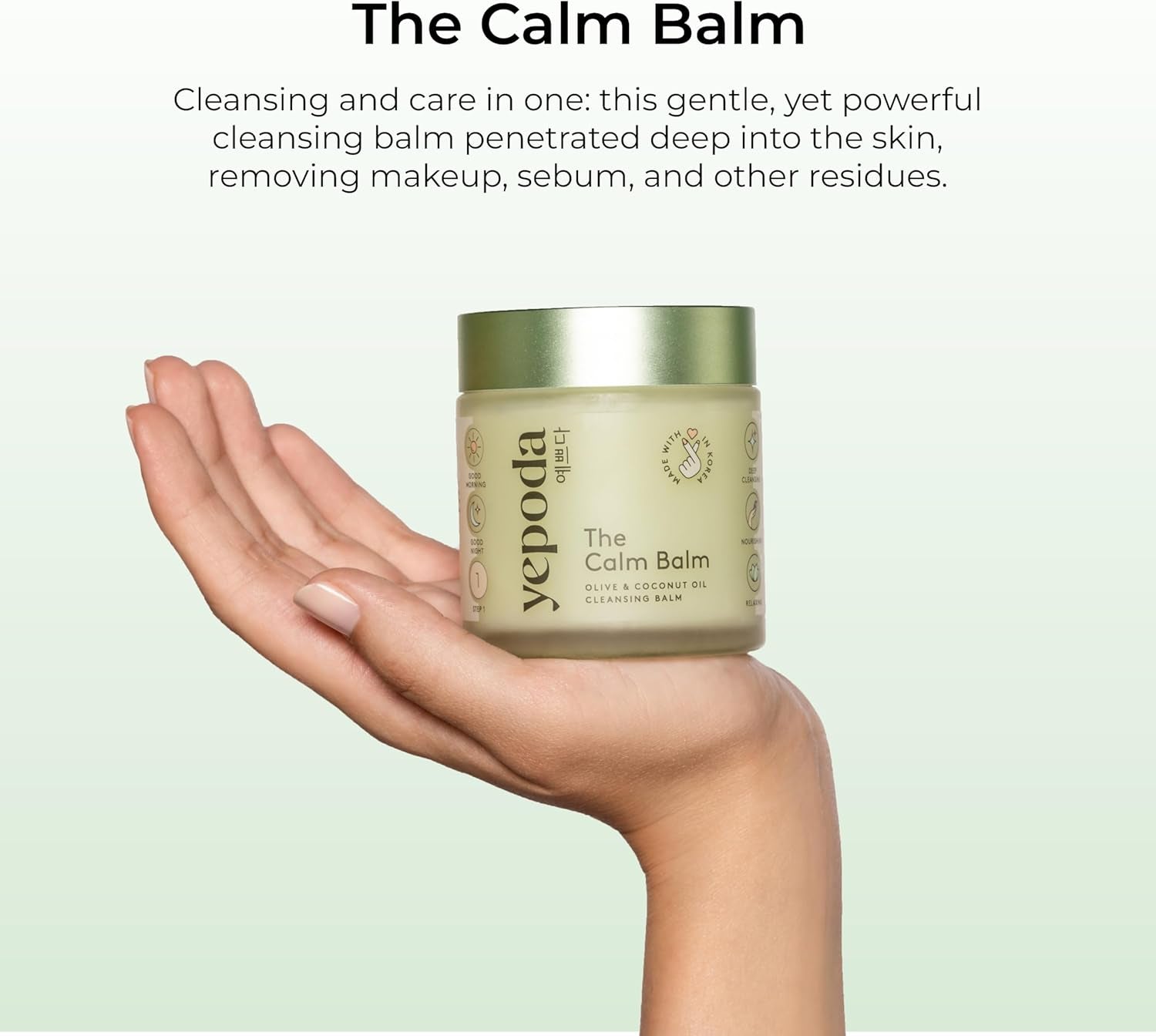 Yepoda the Calm Balm, Desmaquillante Suave Y Bálsamo Limpiador Profundo, Elimina Maquillaje Resistente Al Agua E Impurezas, Limpiador Facial Coreano Vegano Para Todo Tipo De Piel, 80 G