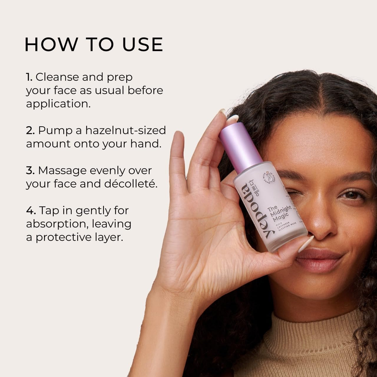 Yepoda the Midnight Magic, Mascarilla De Noche Hidratante Y Rejuvenecedora, Fórmula Nutritiva De Centella Asiática Y Lavanda, Crema Hidratante De Noche Coreana Vegana Para Todo Tipo De Pieles, 50 Ml