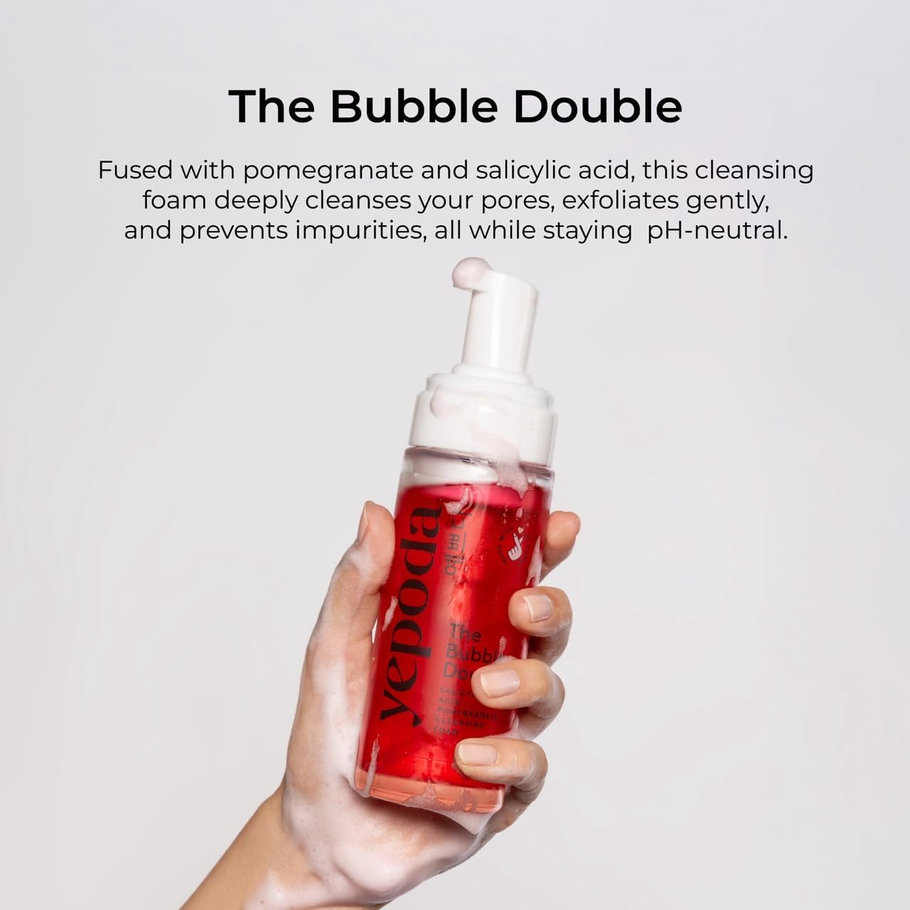 Yepoda the Bubble Double, Espuma Limpiadora Exfoliante Suave, Limpia Los Poros En Profundidad Y Previene Impurezas, Limpiador Facial Coreano Vegano Para Todo Tipo De Pieles, 120 Ml