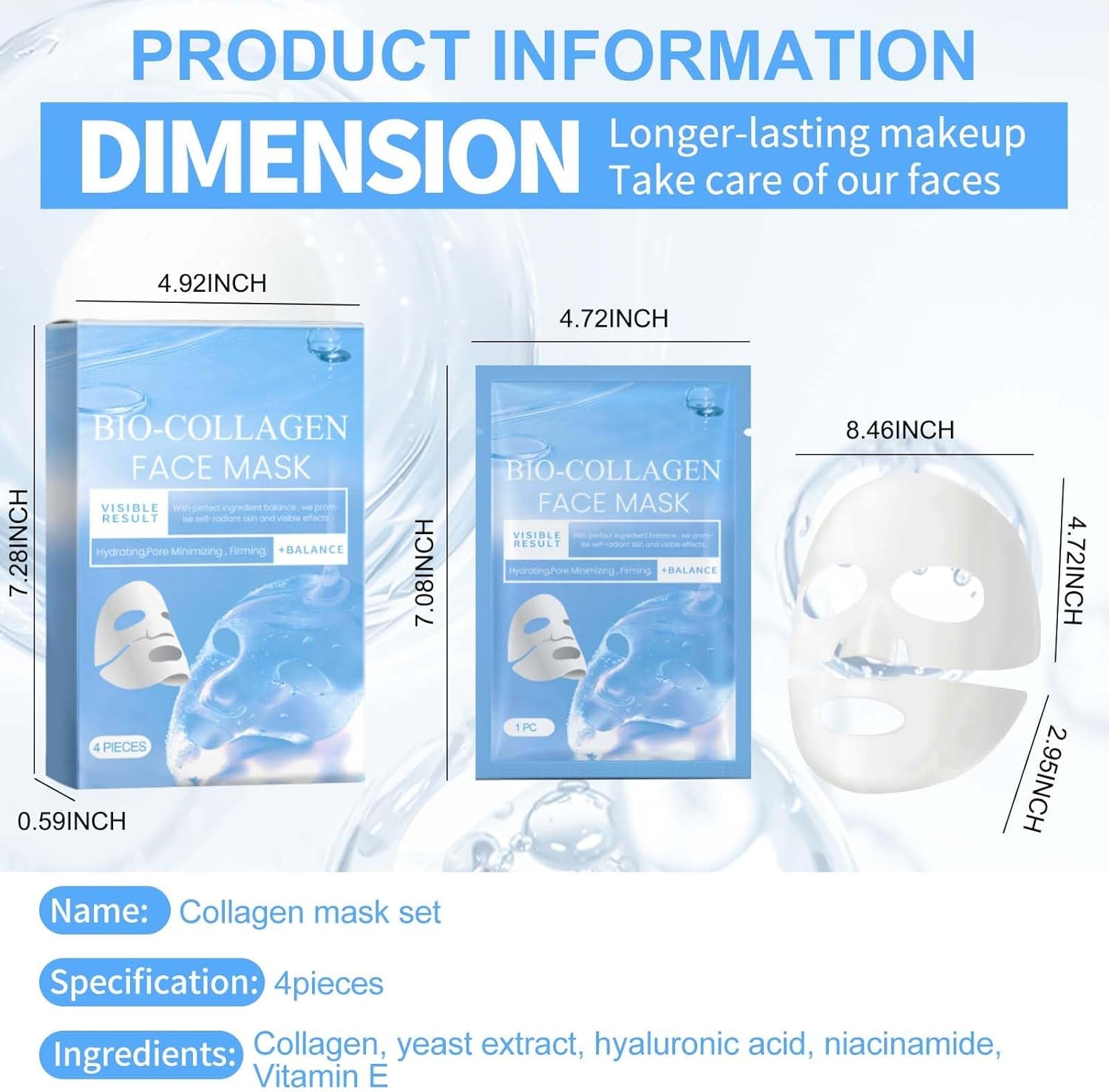 Mascarilla Noche, Collagen Mask, Korean Collagen Firming Mask, Mascarilla De Colageno, Iluminar El Color De La Piel, Reducir Las Líneas Finas